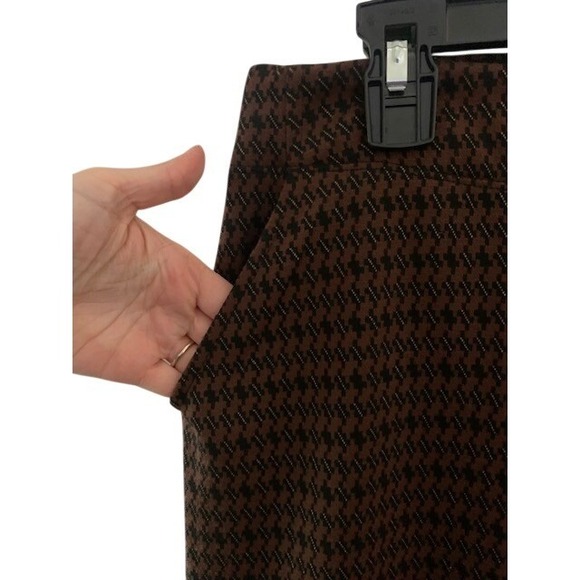 Max Studio London Retro Houndstooth Wide Leg Pants Women Size S Fall Brown Black - Picture 7 of 9
